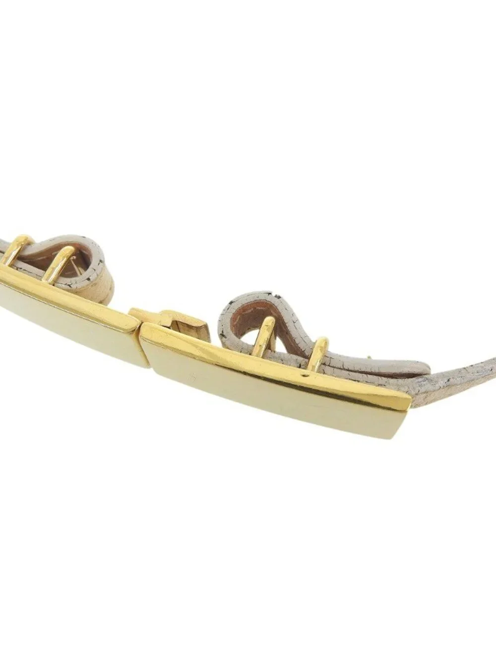 Gucci Era Gold Plate Leather Thin Belt Beige
